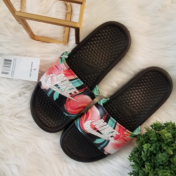 Custom bling tropical Nike Slides Benassi - Picture 3 of 8
